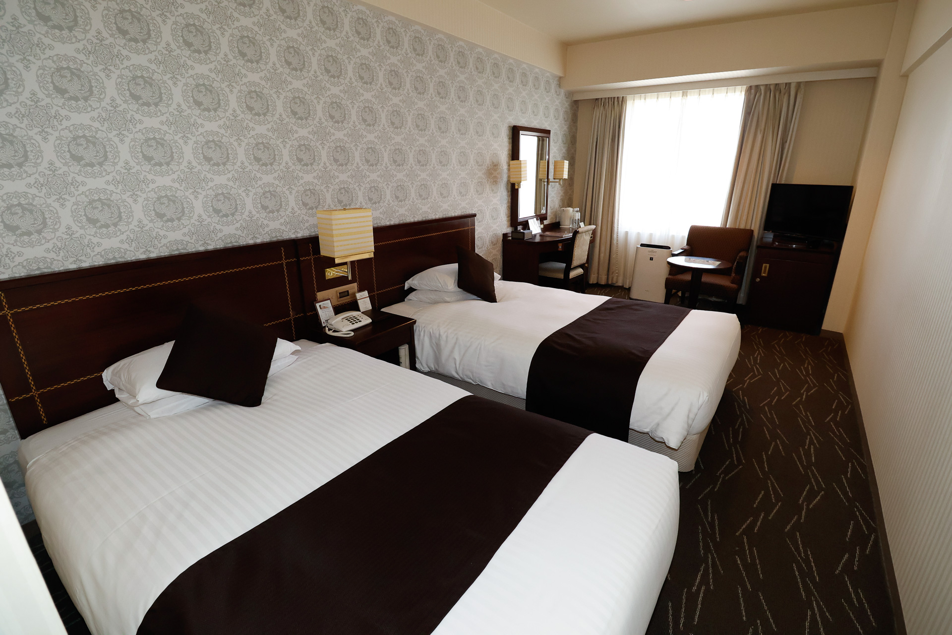 西鉄グランドホテルのスタンダードツイン。TsugiTsugiの定額料金で利用できる