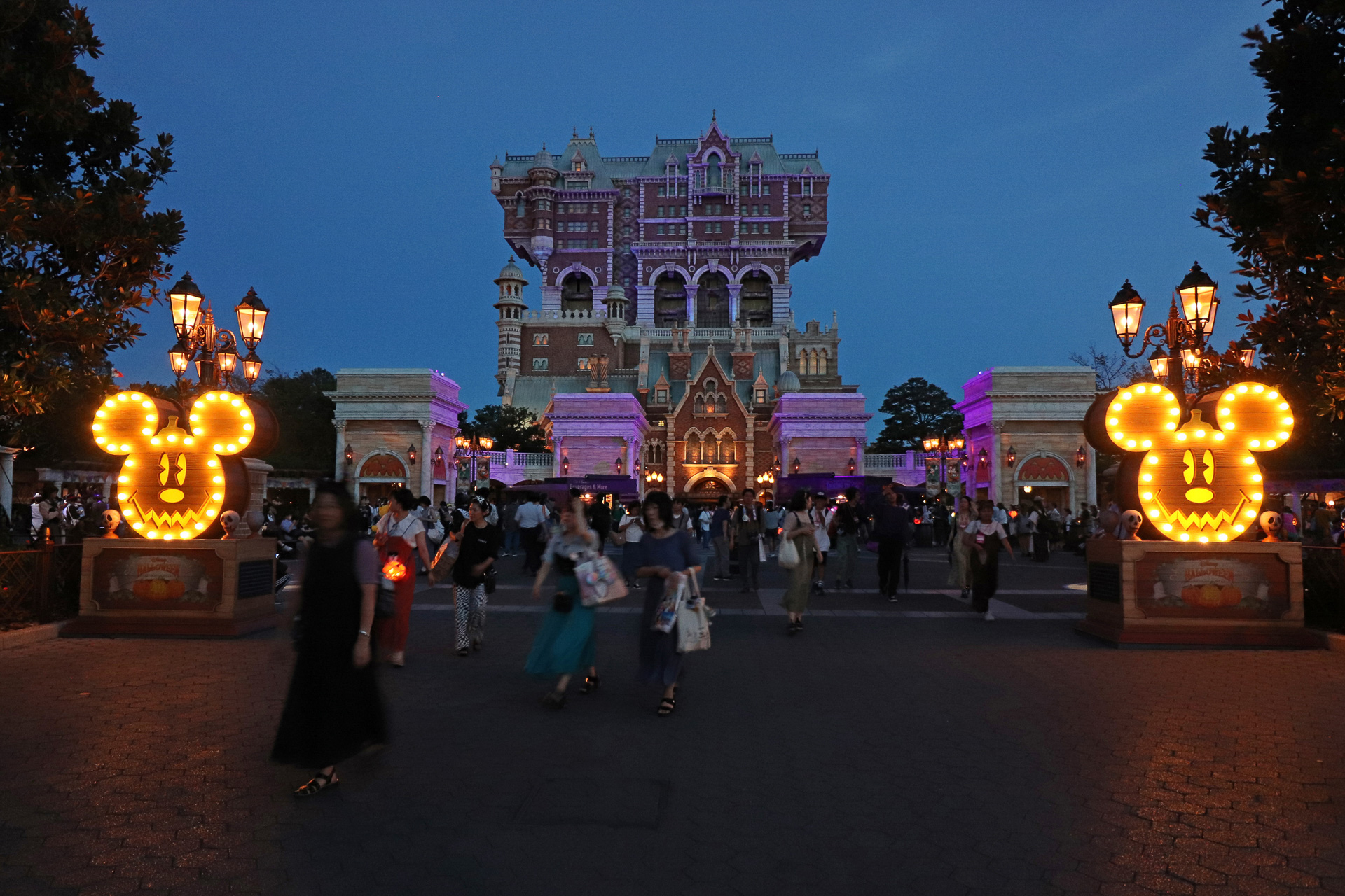 入口のライトは、夜になると明るく光ってゲスト達を迎える