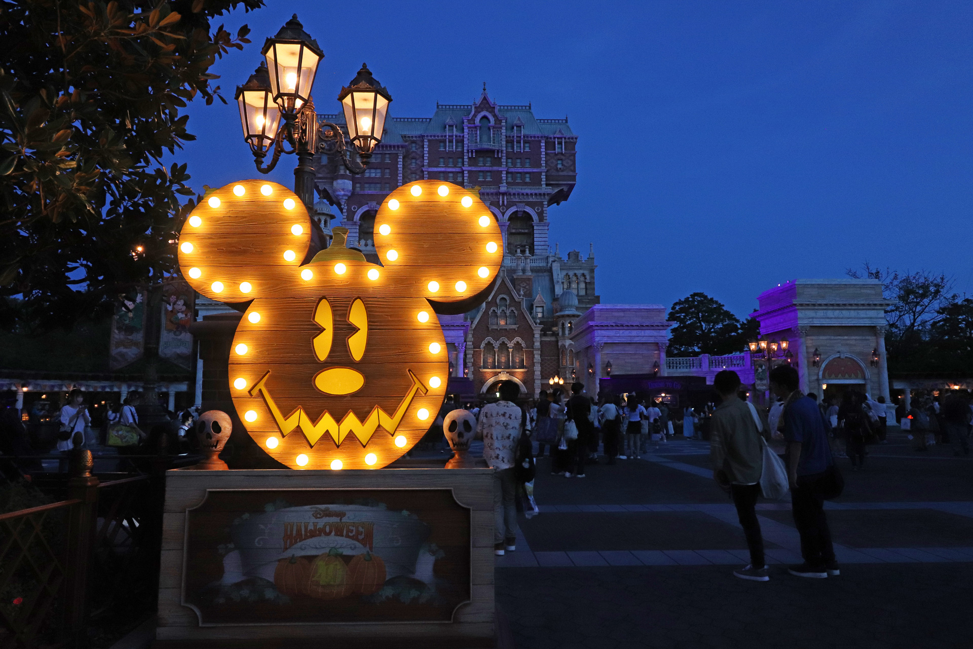 入口のライトは、夜になると明るく光ってゲスト達を迎える