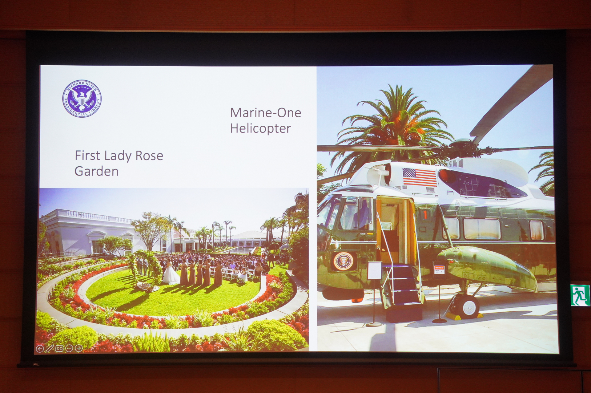 メジャーリーグの始球式を行なったニクソン大統領。エンゼル・スタジアムと併せた見学ツアーも実施している