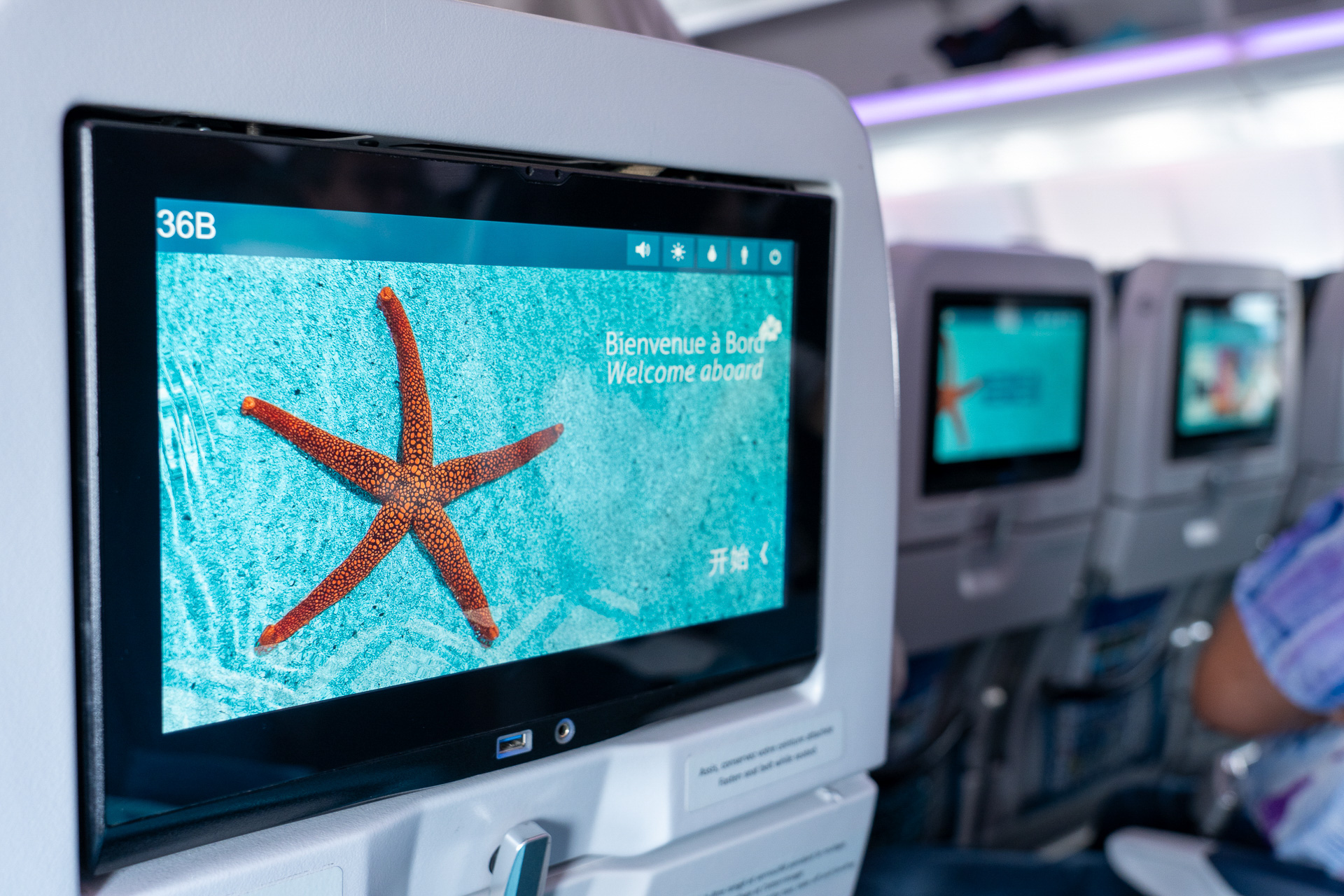 エコノミークラスのモニターは11.1インチのタッチ式