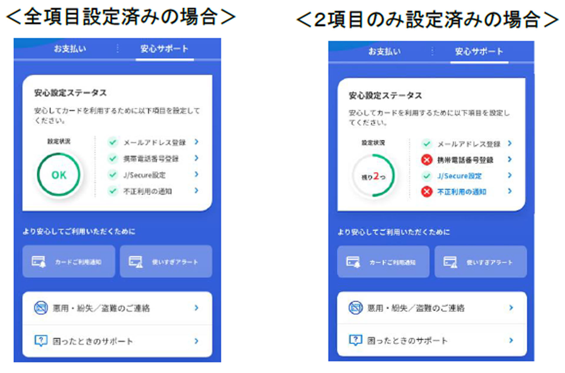 安心設定ステータス