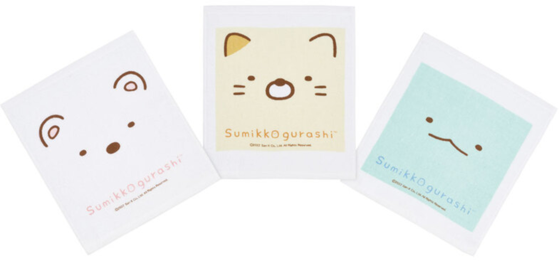 しろくま、ねこ、とかげの「おしぼりタオル3Pセット」（935円）。サイズは1枚320×290mm