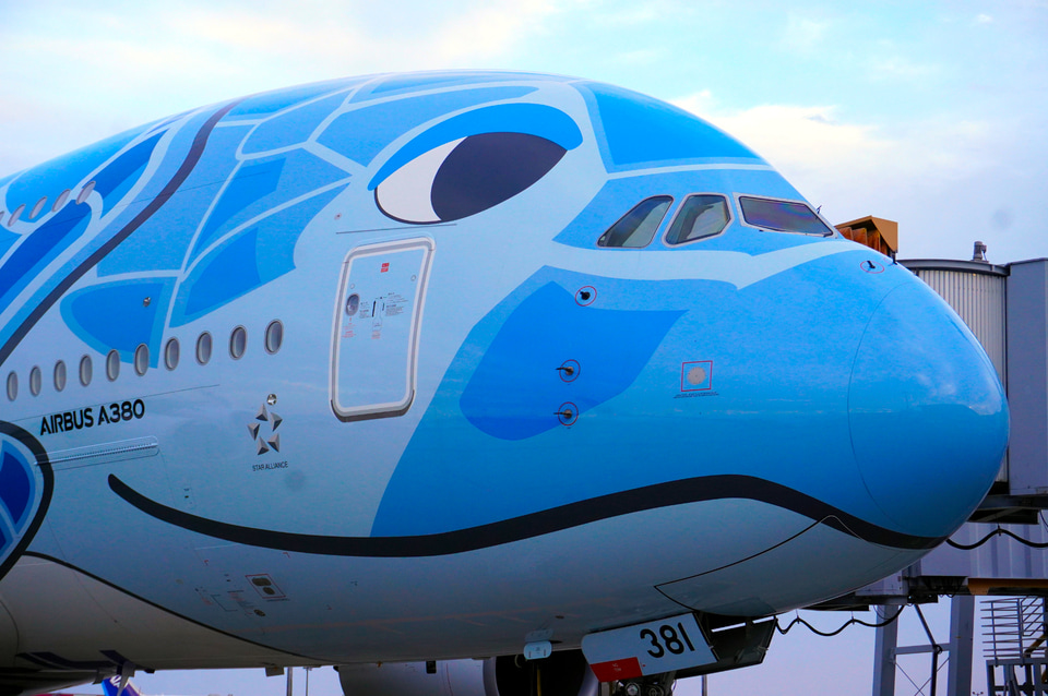 kamakiページ  ホヌ✕3機 成田に3機揃った！ ANAのエアバス A380型機「FLYING HONU」3号機