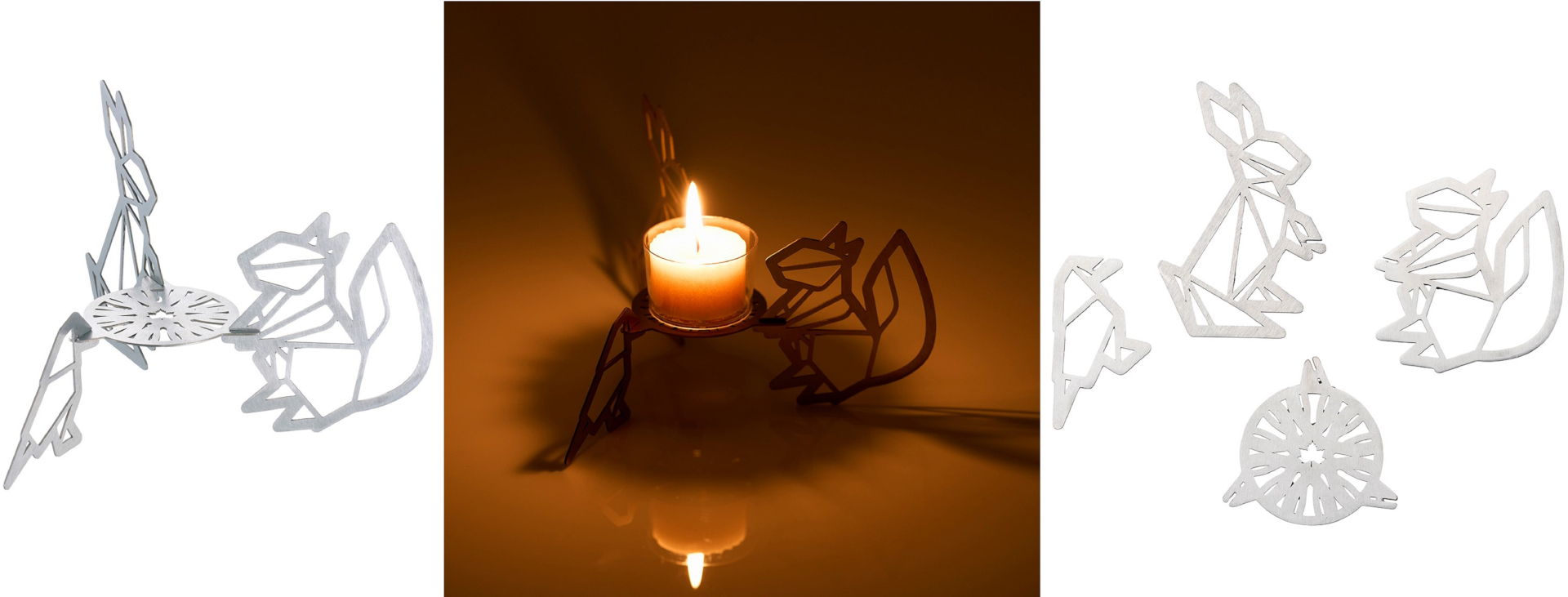 森の動物をモチーフにした「キャンドルスタンド（friends）」