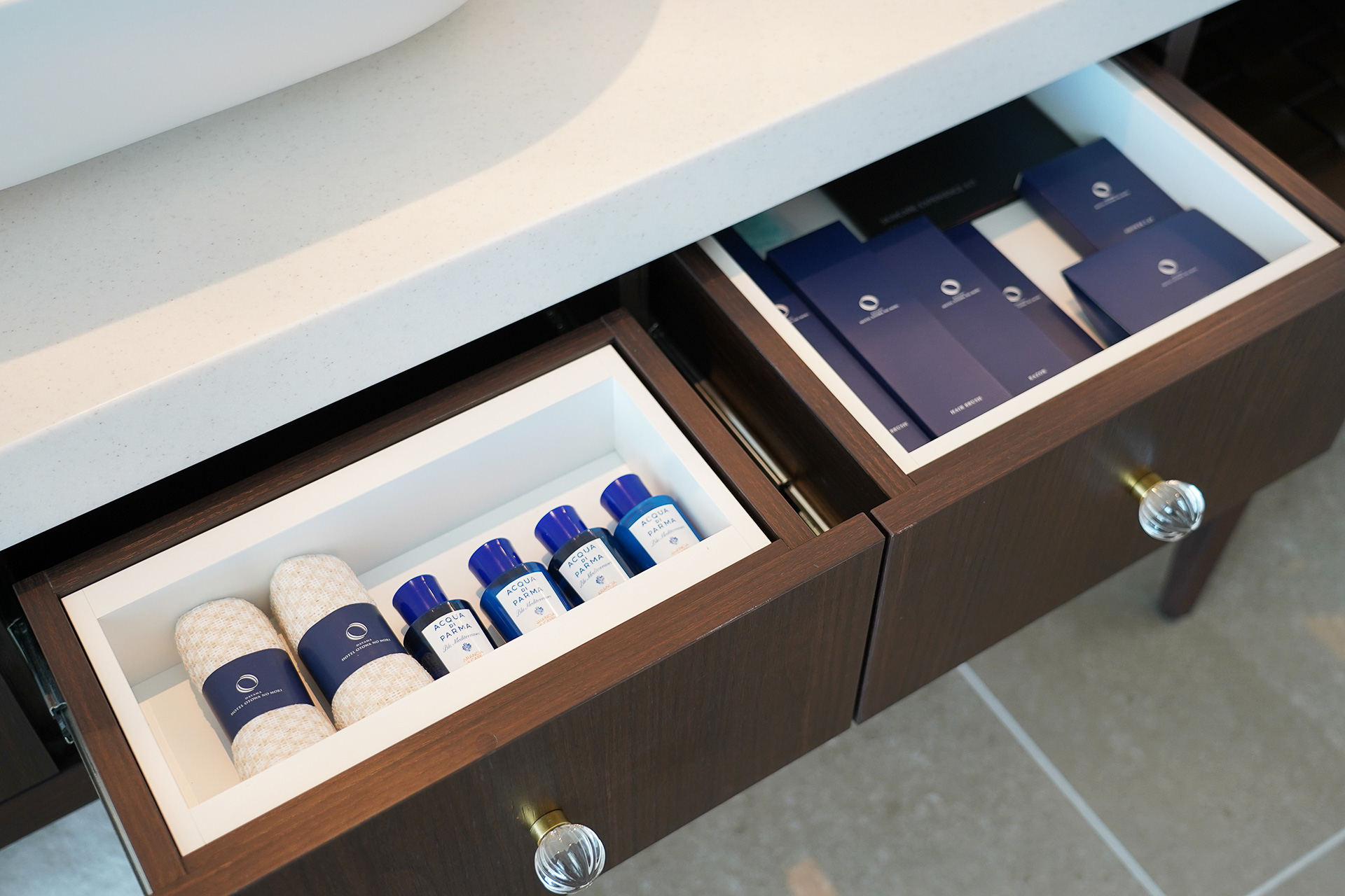 こだわりぬいたというバスアメニティは全室共通で「ACQUA DI PARMA（アクア ディ パルマ）」