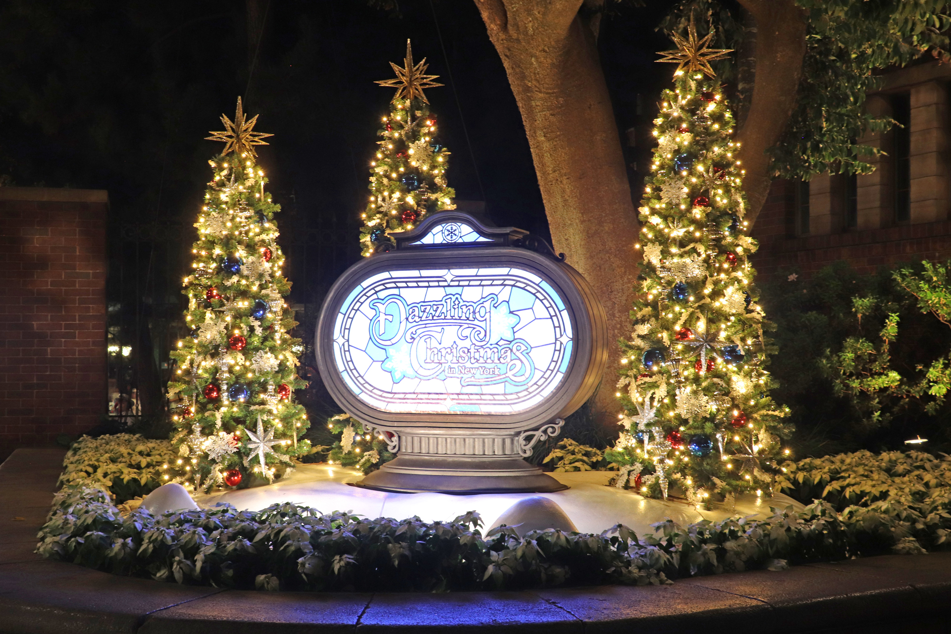 アメリカンウォーターフロント入り口には「Dazzling Christmas in New York」の表示も