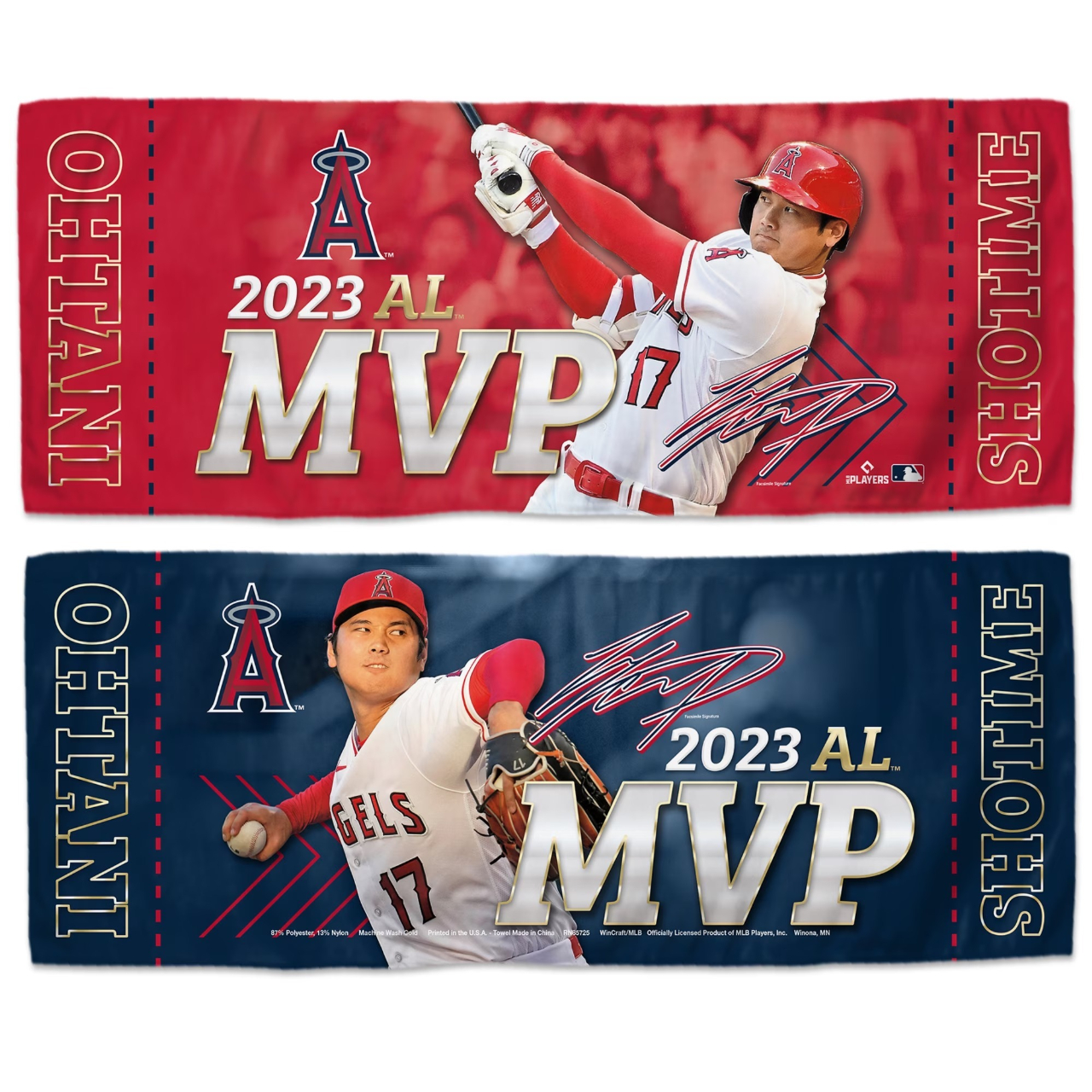 「ファナティクス エンゼルス 大谷翔平 ア・リーグ MVP 記念 2023 クールタオル」（各色6500円）