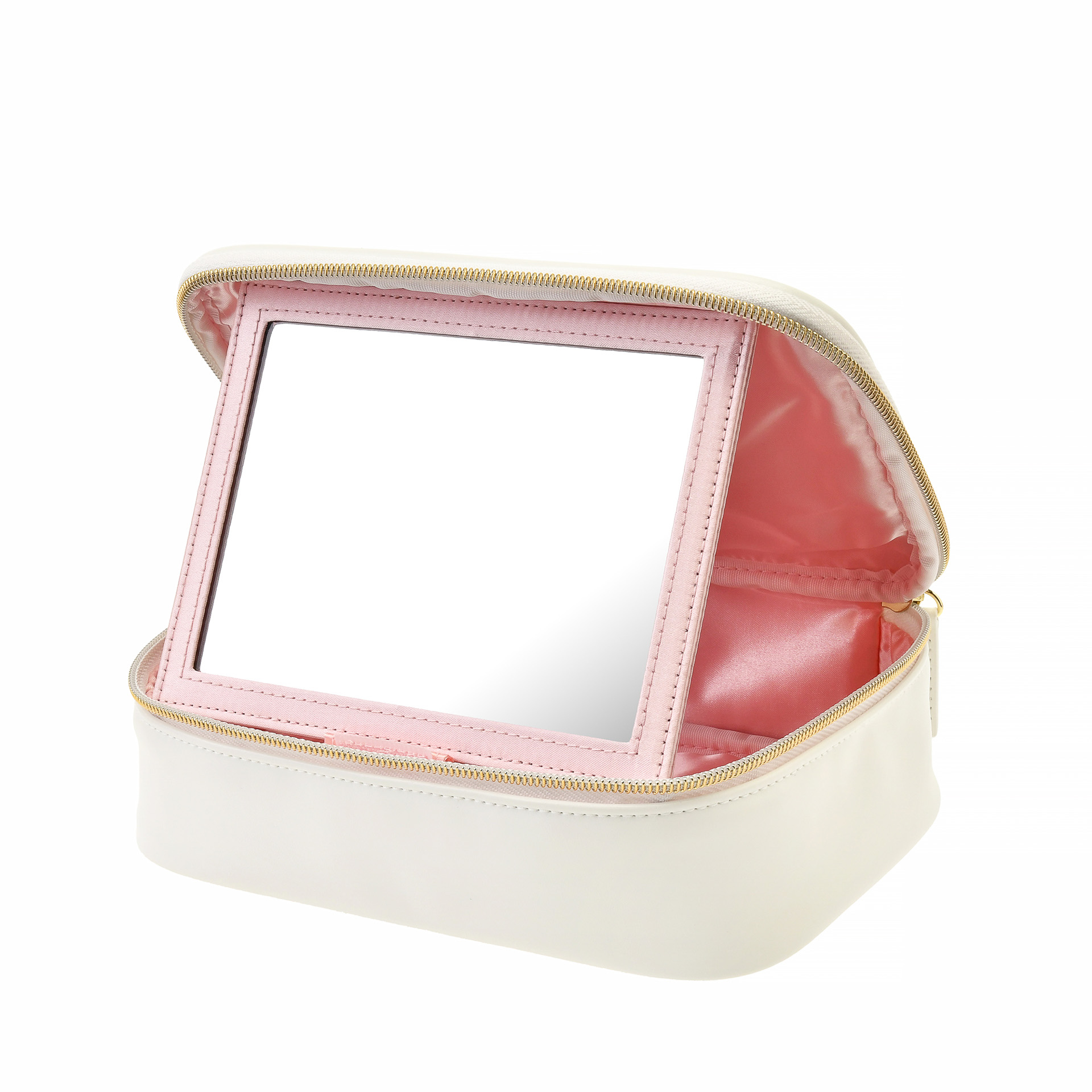 大きめのミラー付き、自立するのでメイクしやすい！