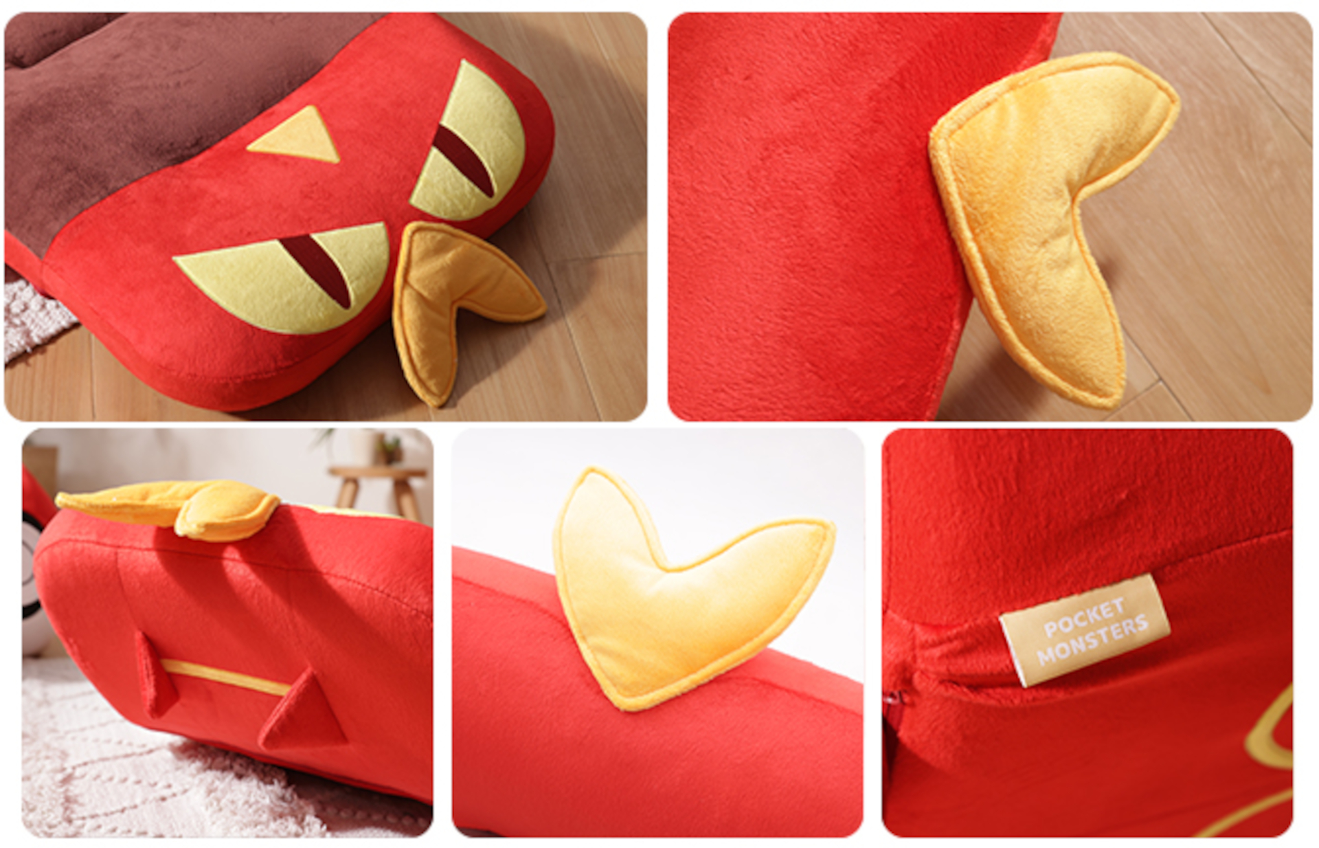 顔に立体感のある細かい刺繍を施し、炎は別パーツにすることでヤクデを表現