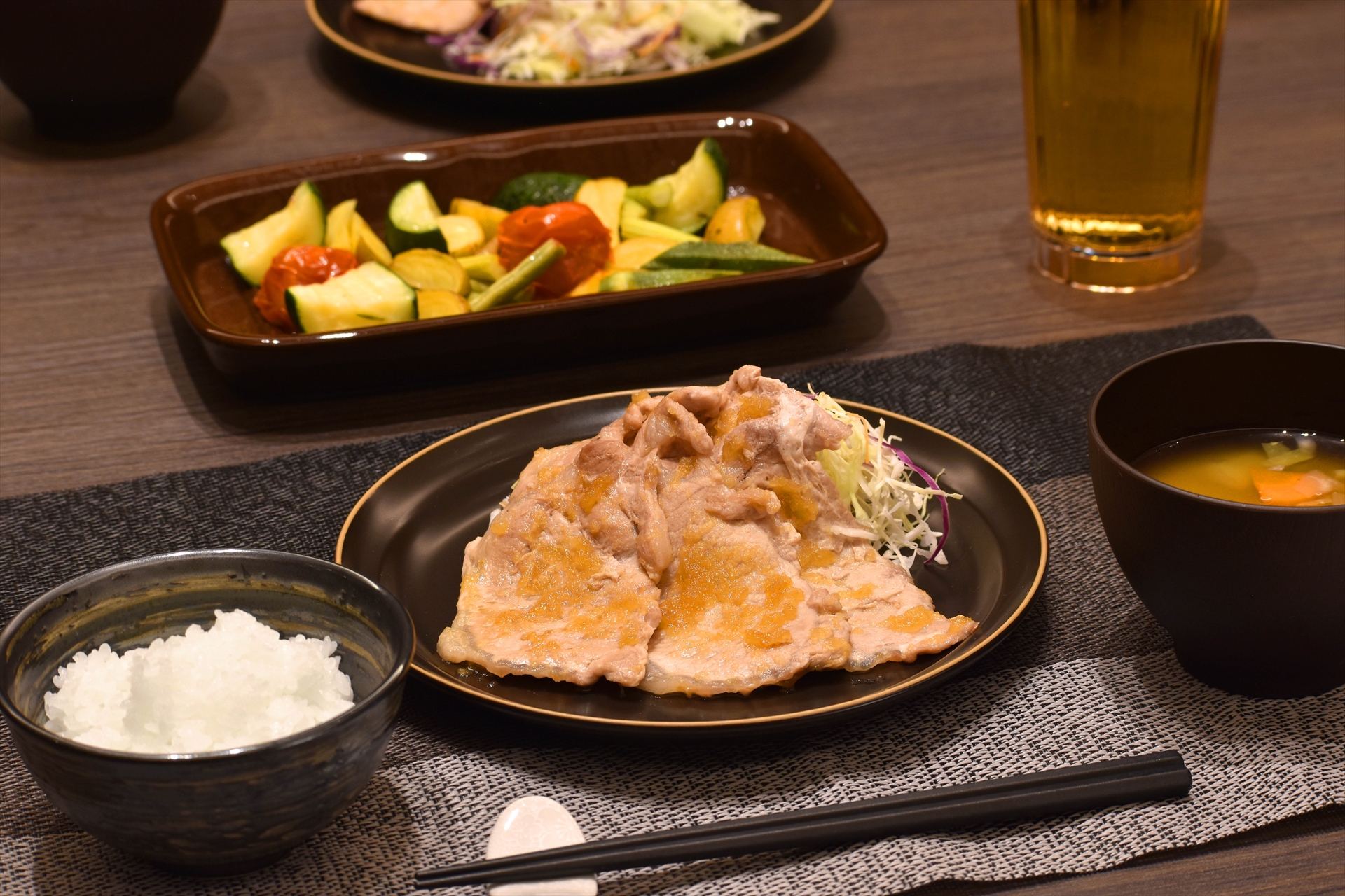 霧降高原豚の特製タレ焼きセット（夕食）
