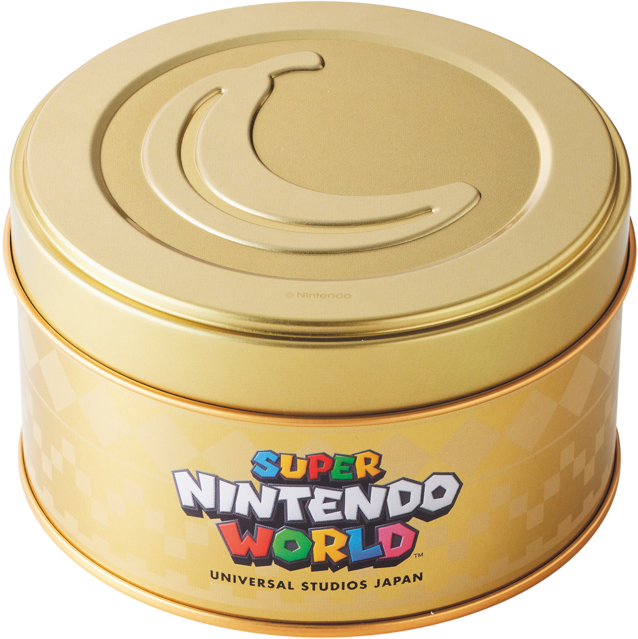 蓋のゴールデンバナナが輝く「アソートスウィーツ丸缶」。中身はコインチョコとチョコクッキー