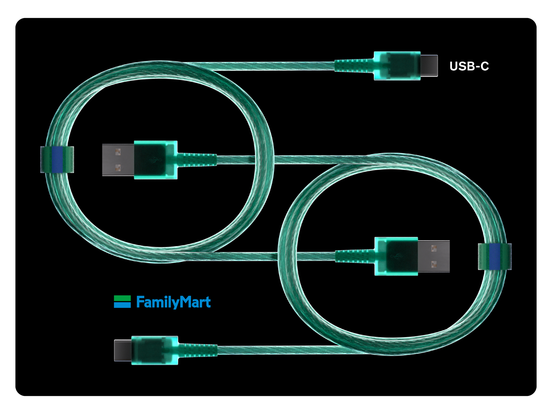「USB-Cケーブル A to C 1.2m クリアグリーン」