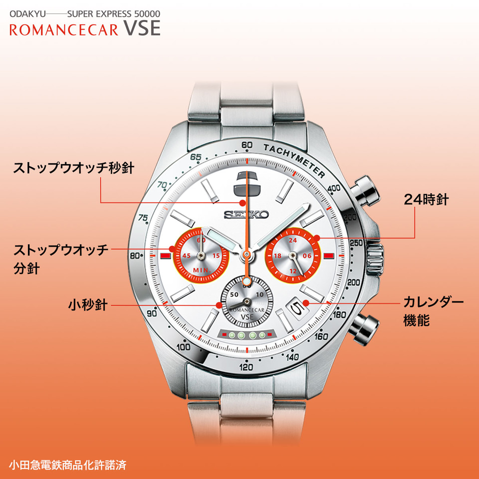 セイコー、白い特急ロマンスカー「VSE（50000形）」の引退記念ウオッチ