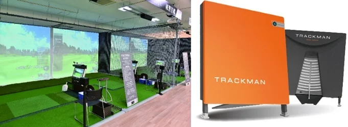試打コーナー2打席とトラックマンを備えたゴルフコーナー