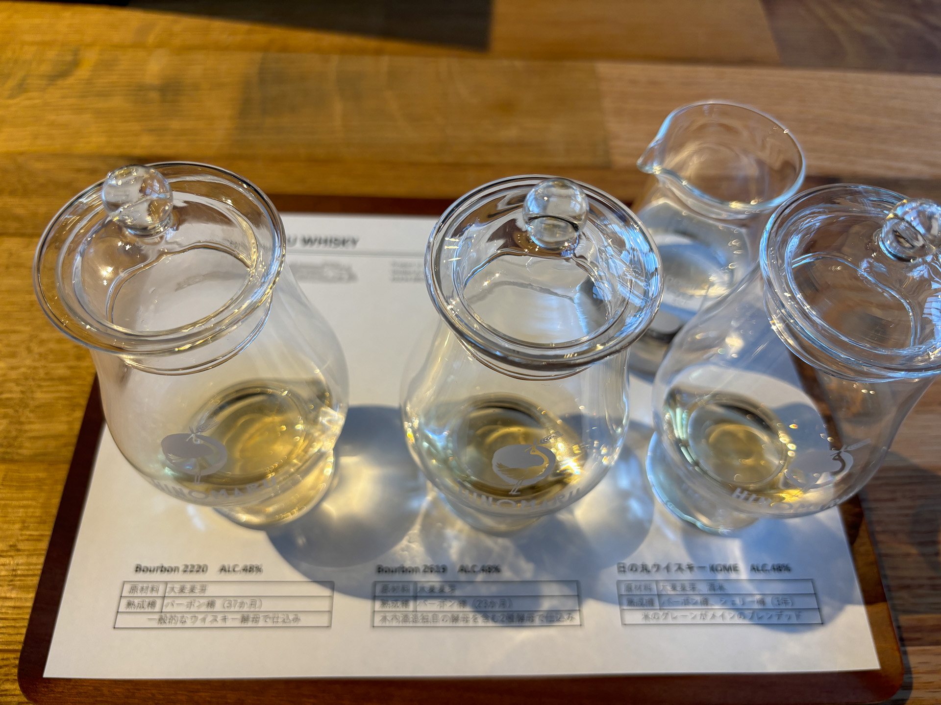 3種類のウイスキーの試飲ができます