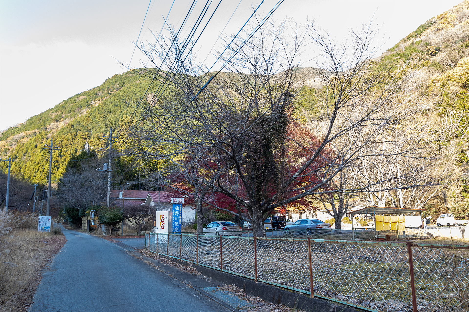 佐野川温泉は山のなかにあって秘湯という雰囲気もする。佐野川温泉へ向かう国道52号線は富士川の側を通るが、そこで見る風景は富士川のダイナミックさが分かるものだった