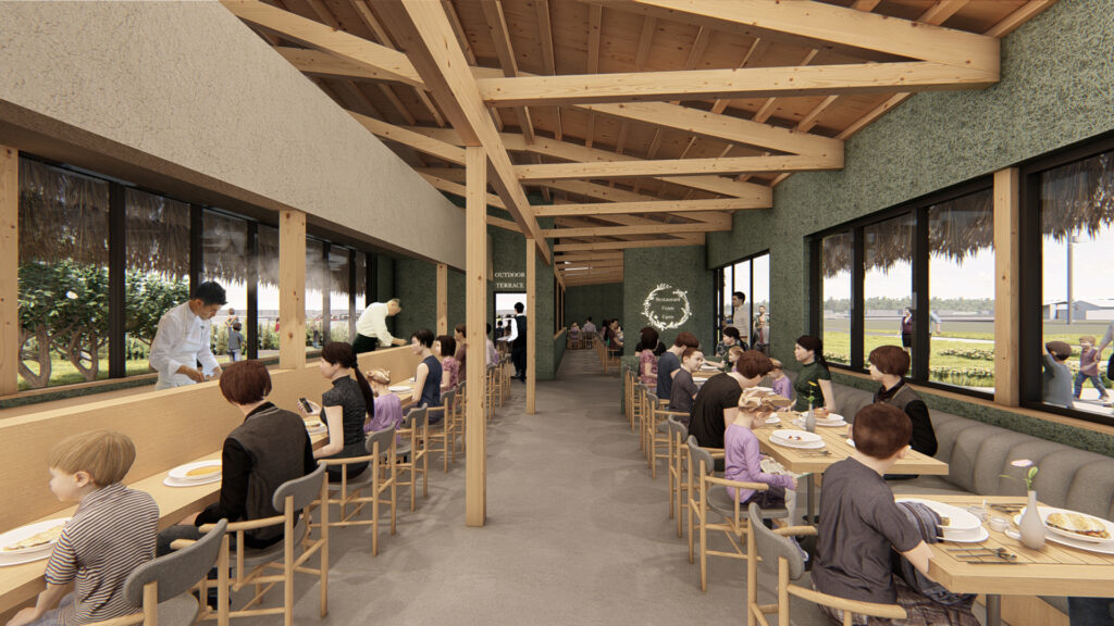 レストランでは地元の食材を使用した料理を提供