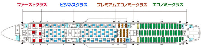 A350-1000のシートマップ