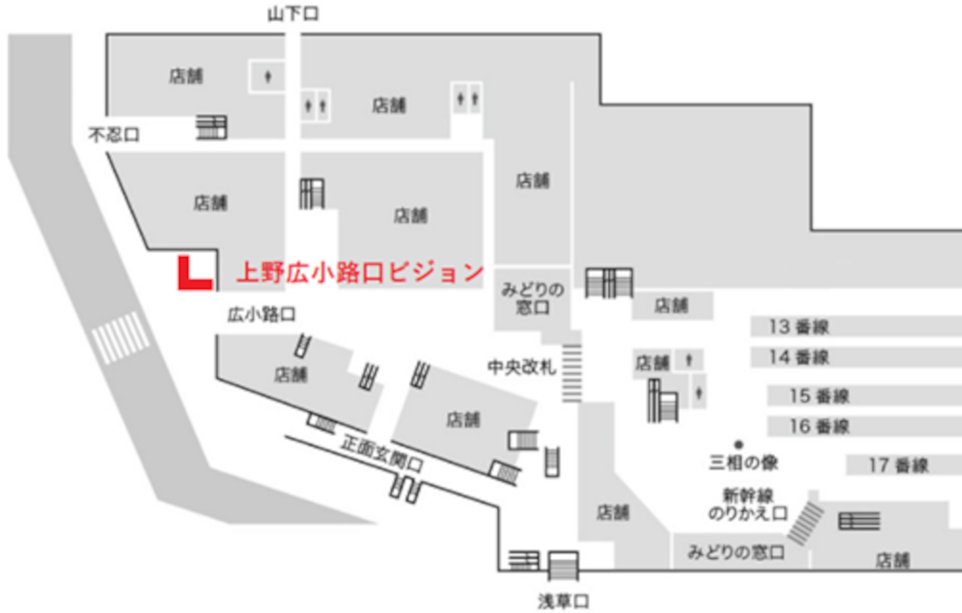「上野広小路口ビジョン」設置場所