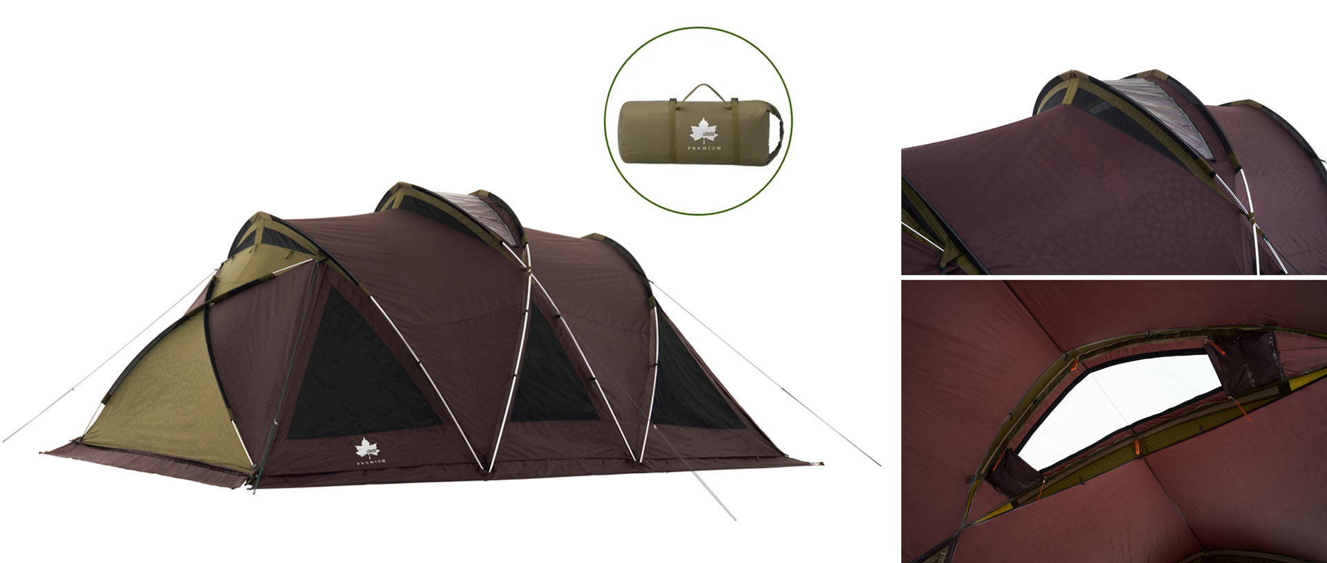 ロゴスから天窓つき2ルームテント「プレミアム エーコン PANEL X DOME L」を発売する