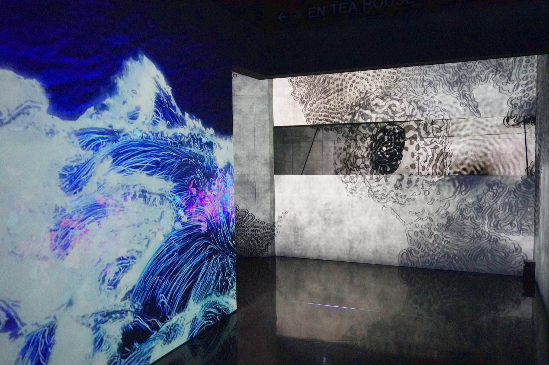 部屋から部屋へ、作品の境目がなく、アート自体が絶え間なく動き続ける