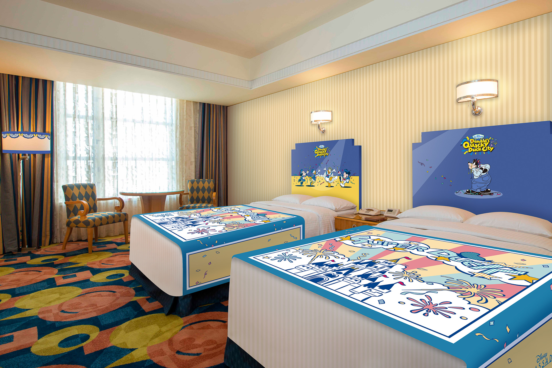 ディズニーアンバサダーホテルでは「ドナルドのクワッキー・ダックシティ」テーマの客室が登場する