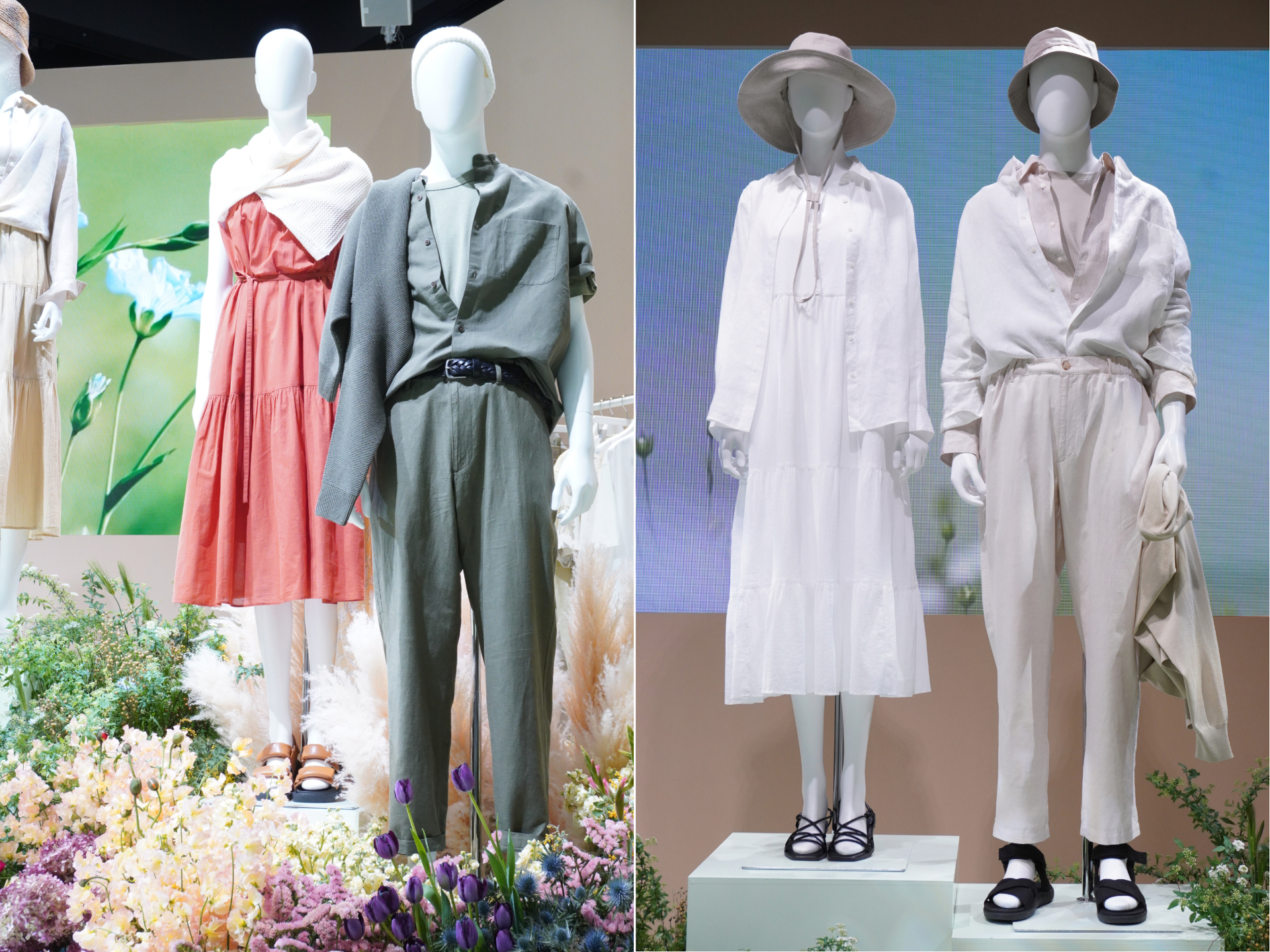 上質なプレミアムリネンやコットンなどの天然素材を活かしたコーディネート