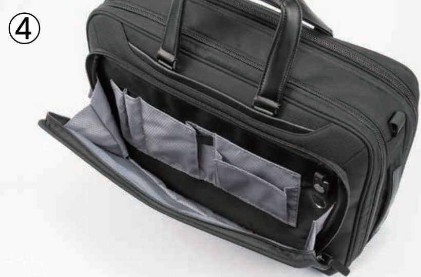 開口部を広げたフロントポケット