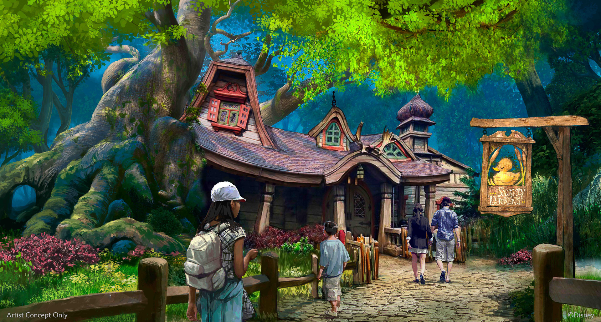 レストラン「スナグリーダックリング」。ラプンツェルが描いた作品も！