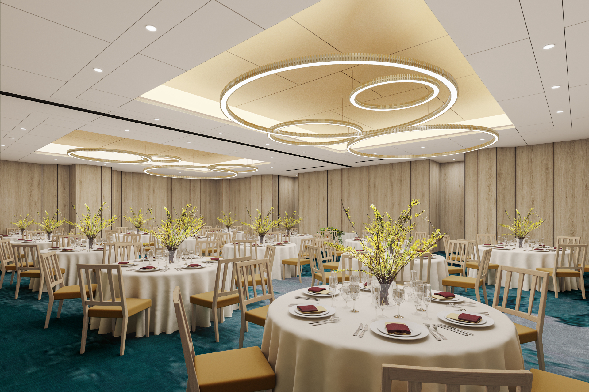 宴会場/ボールルームは、永平寺傘松閣の天井絵に着想を得たデザイン