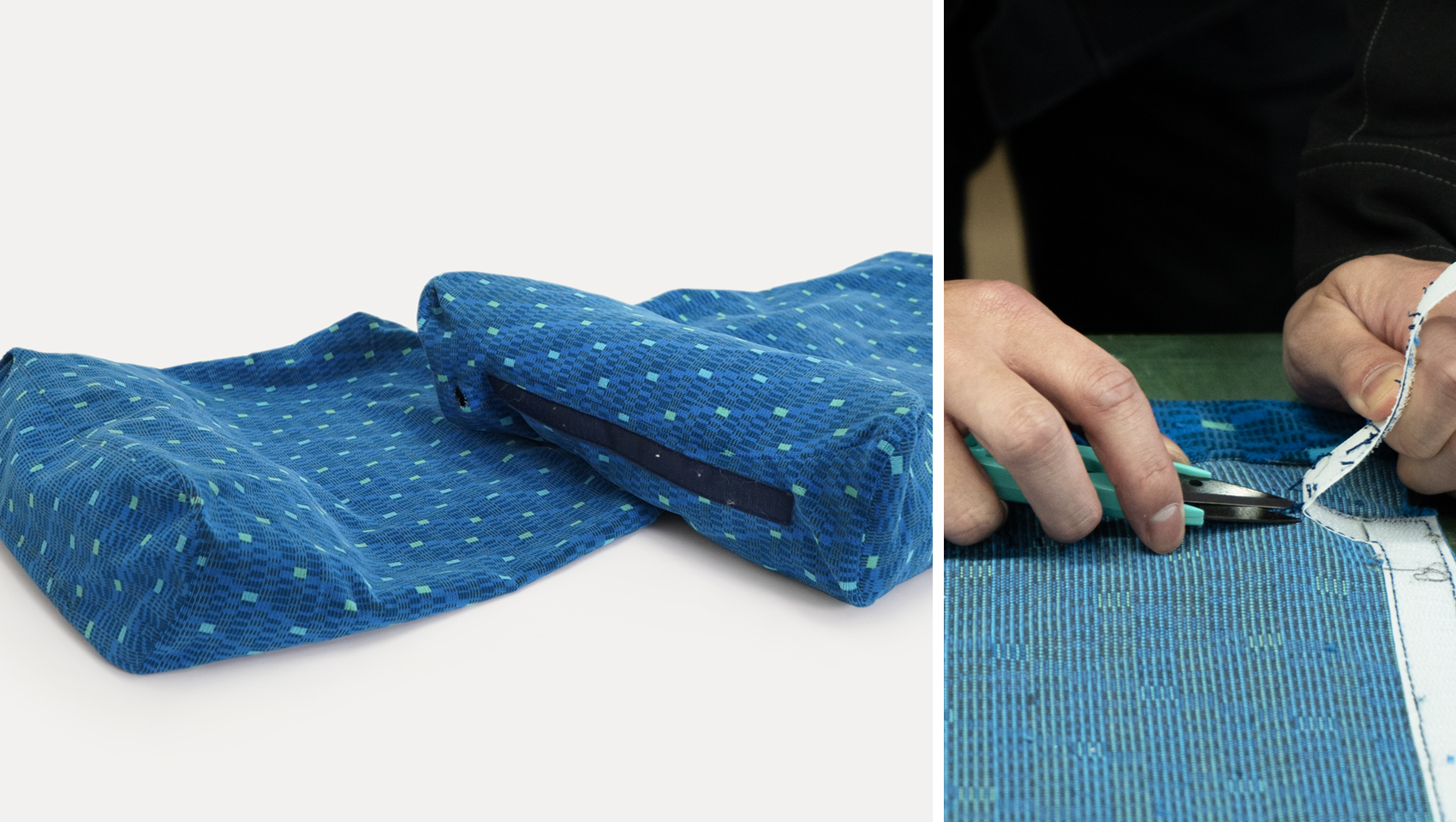 座席生地は1つずつ平面の状態に戻した