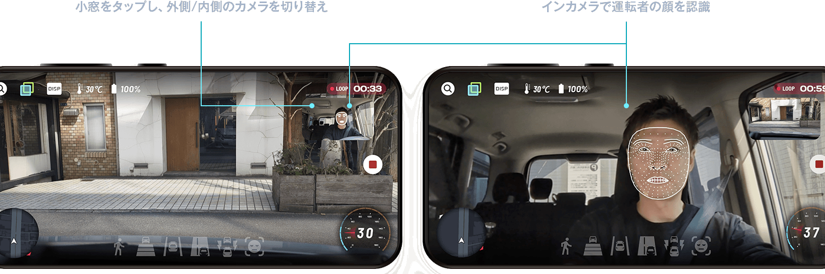 インカメラの映像をAIの顔認識で解析