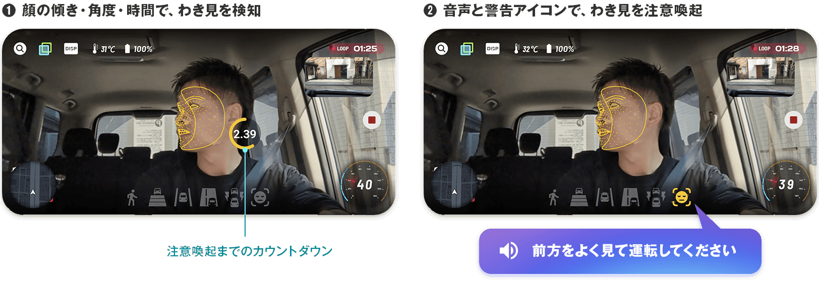 わき見運転の注意喚起