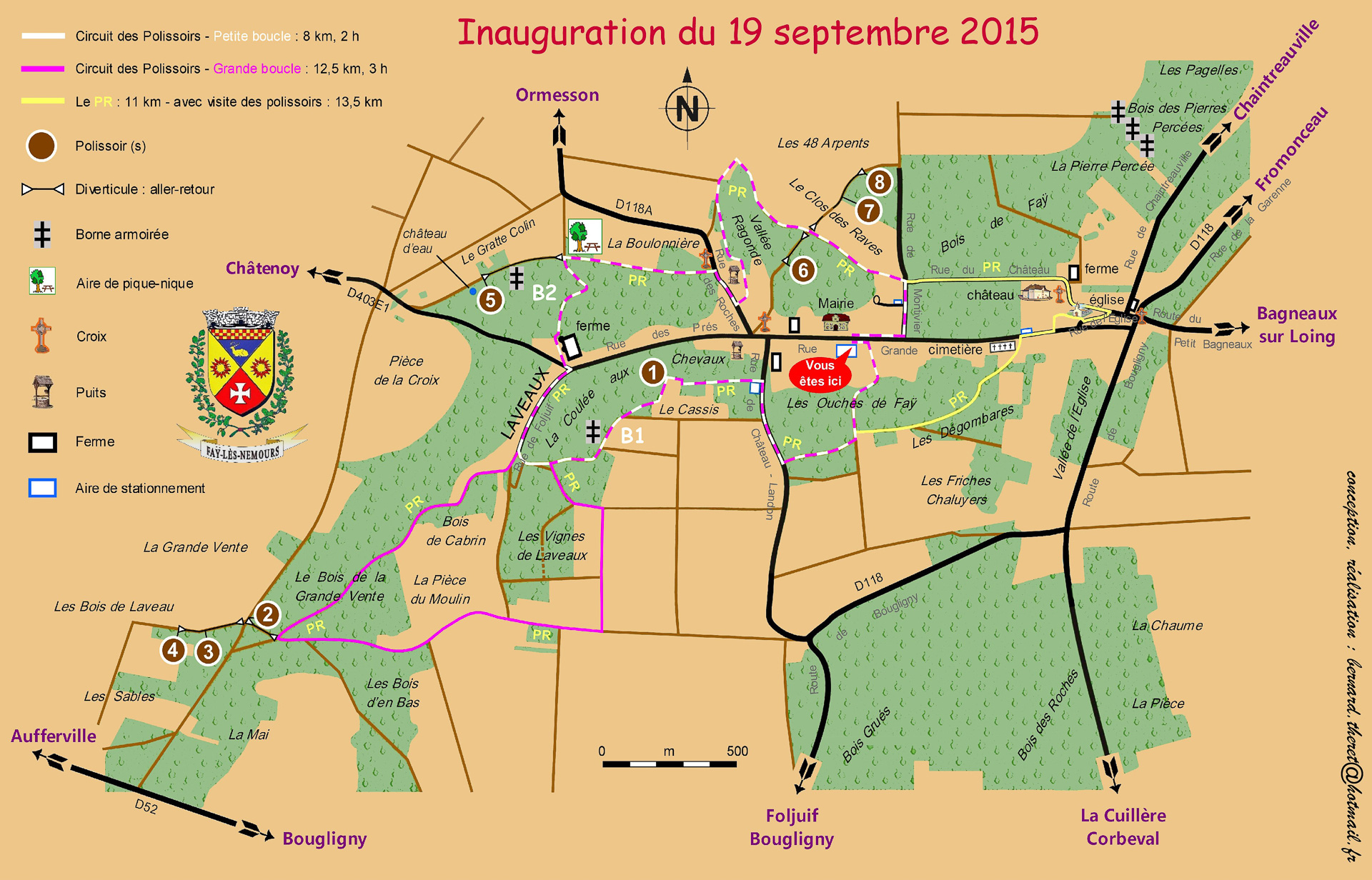 磨き岩探しマップ（Fay-les-Nemours提供）