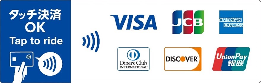 車両本体に上記ステッカーが貼り付けられている車両はタッチ決済となる