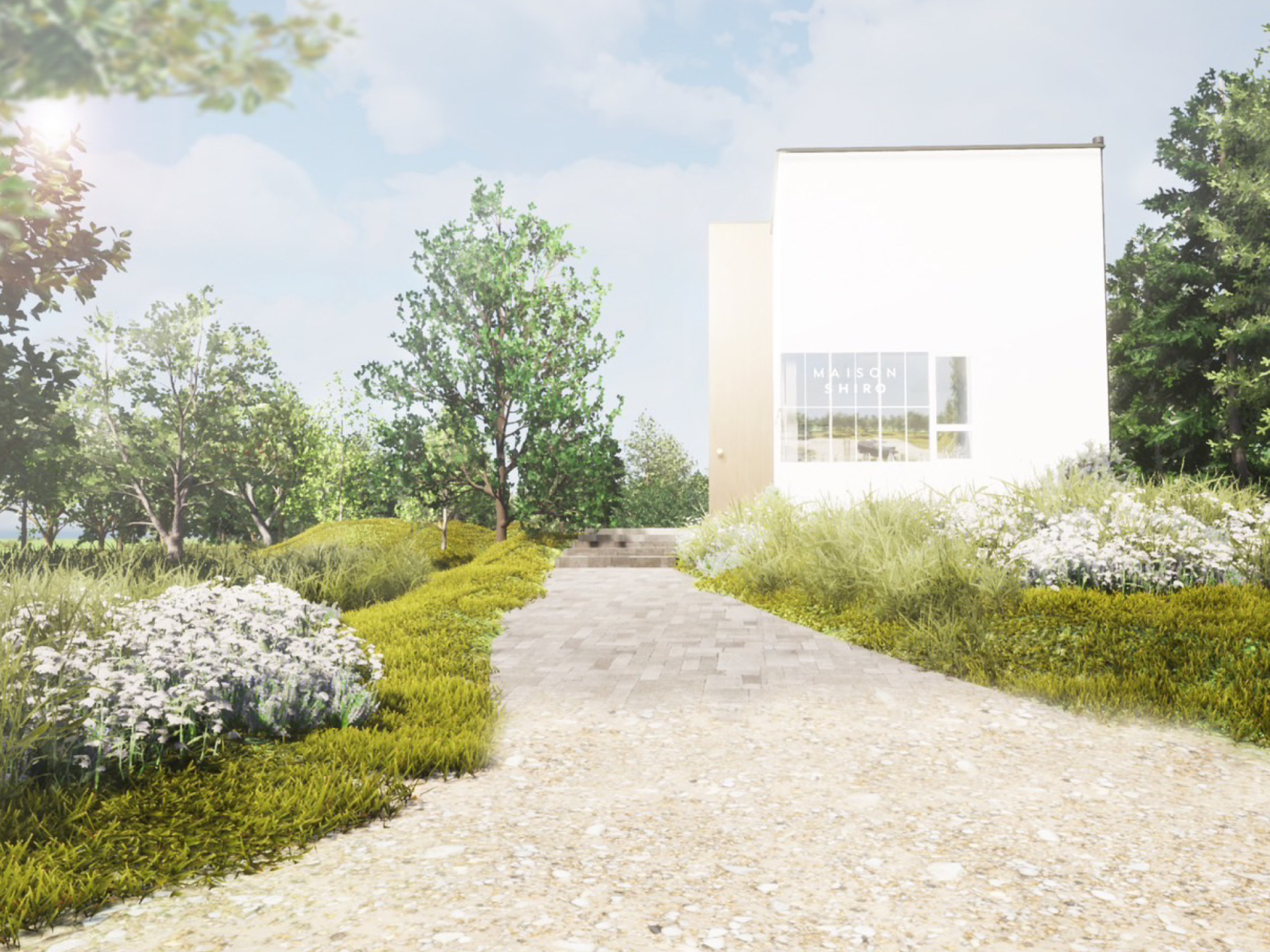 庭では季節によってプルーンやハスカップ、ブルーベリー、野菜などを収穫できる