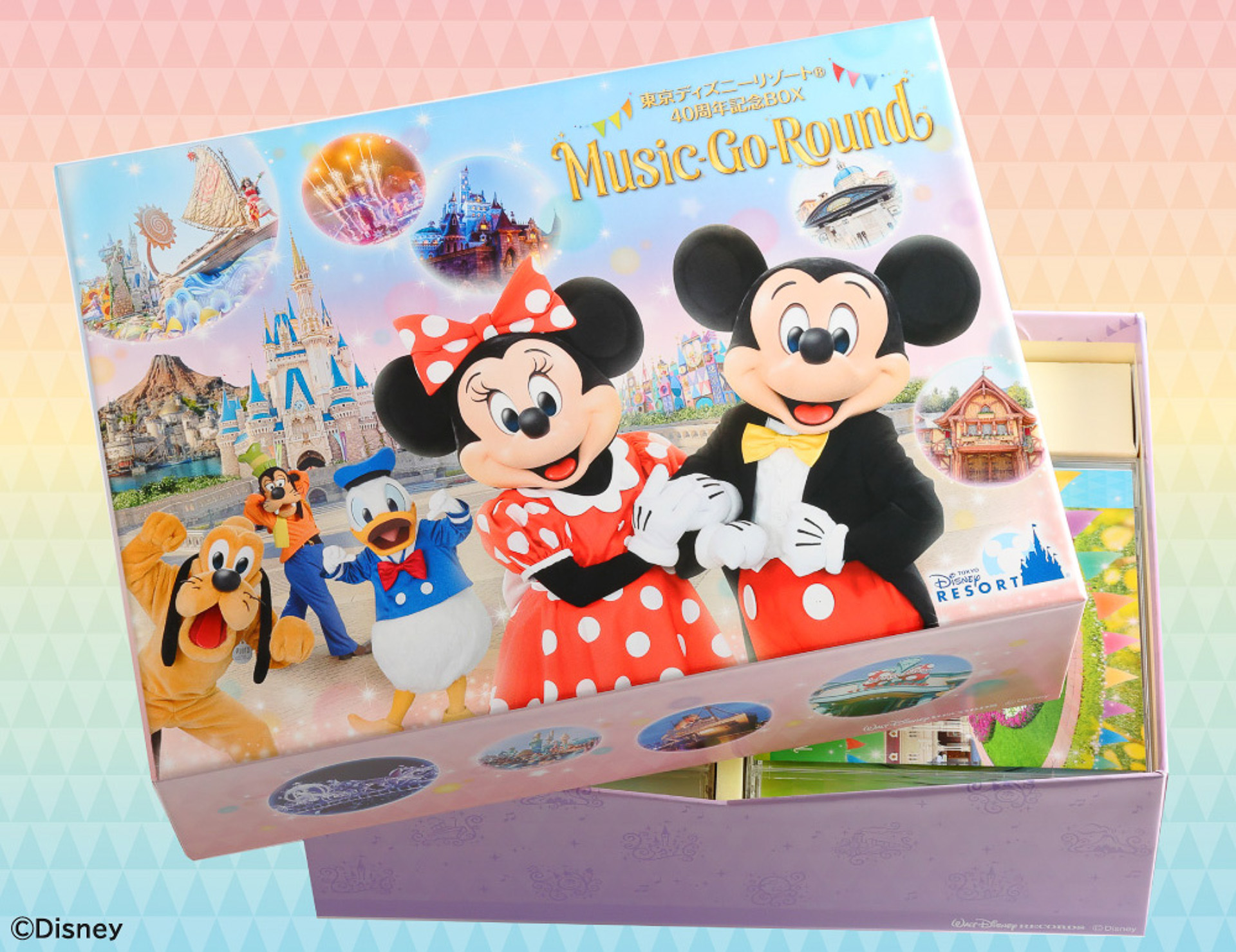 ユーキャンが新パッケージの「東京ディズニーリゾート40周年記念BOX“Music-Go-Round”」を発売