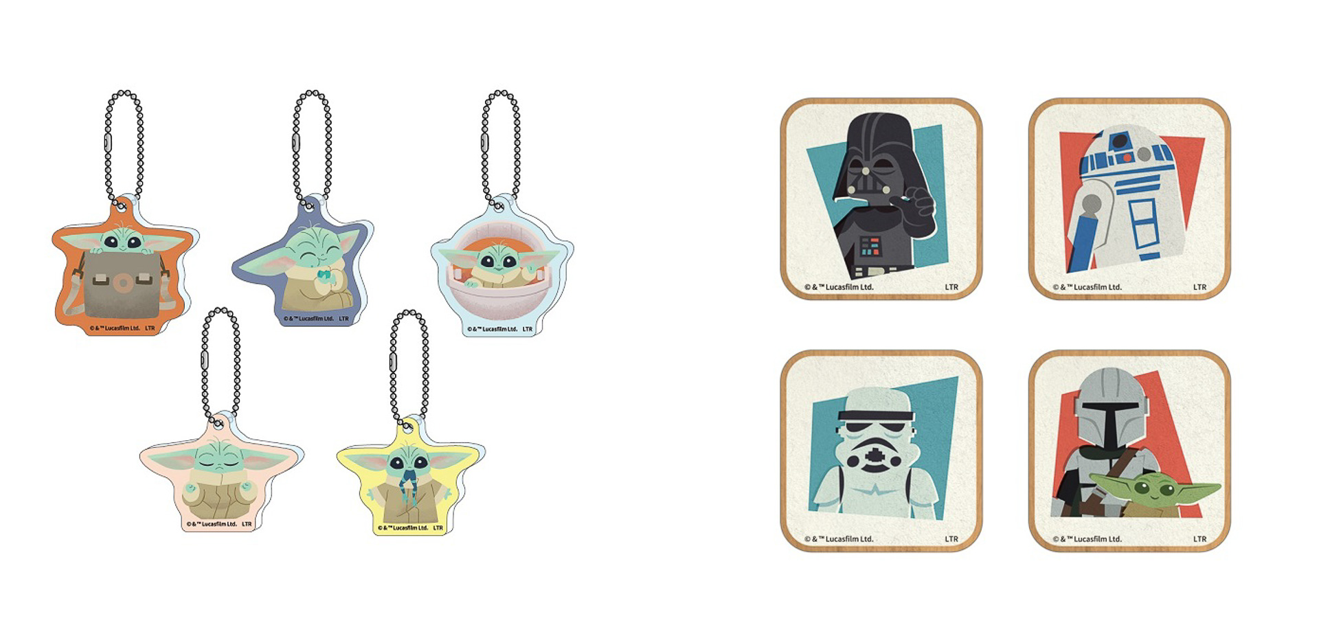 「アクリルキーホルダー（ランダム5種）」（825円）、「ウッドマグネット（ランダム4種）」（880円）