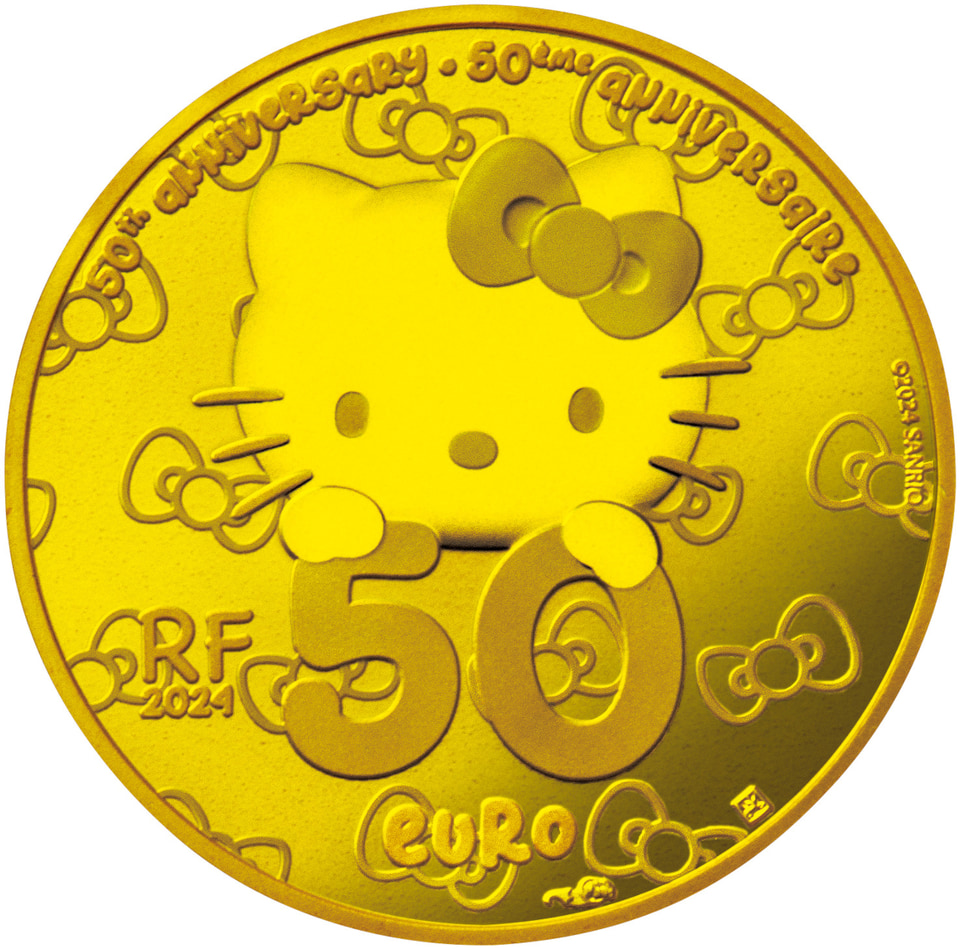 ハローキティ　金貨　フランス国立造幣局鋳造　パリの夢／ユーロ フランス国立造幣局が鋳造する「ハローキティ50周年記念コイン」全国の