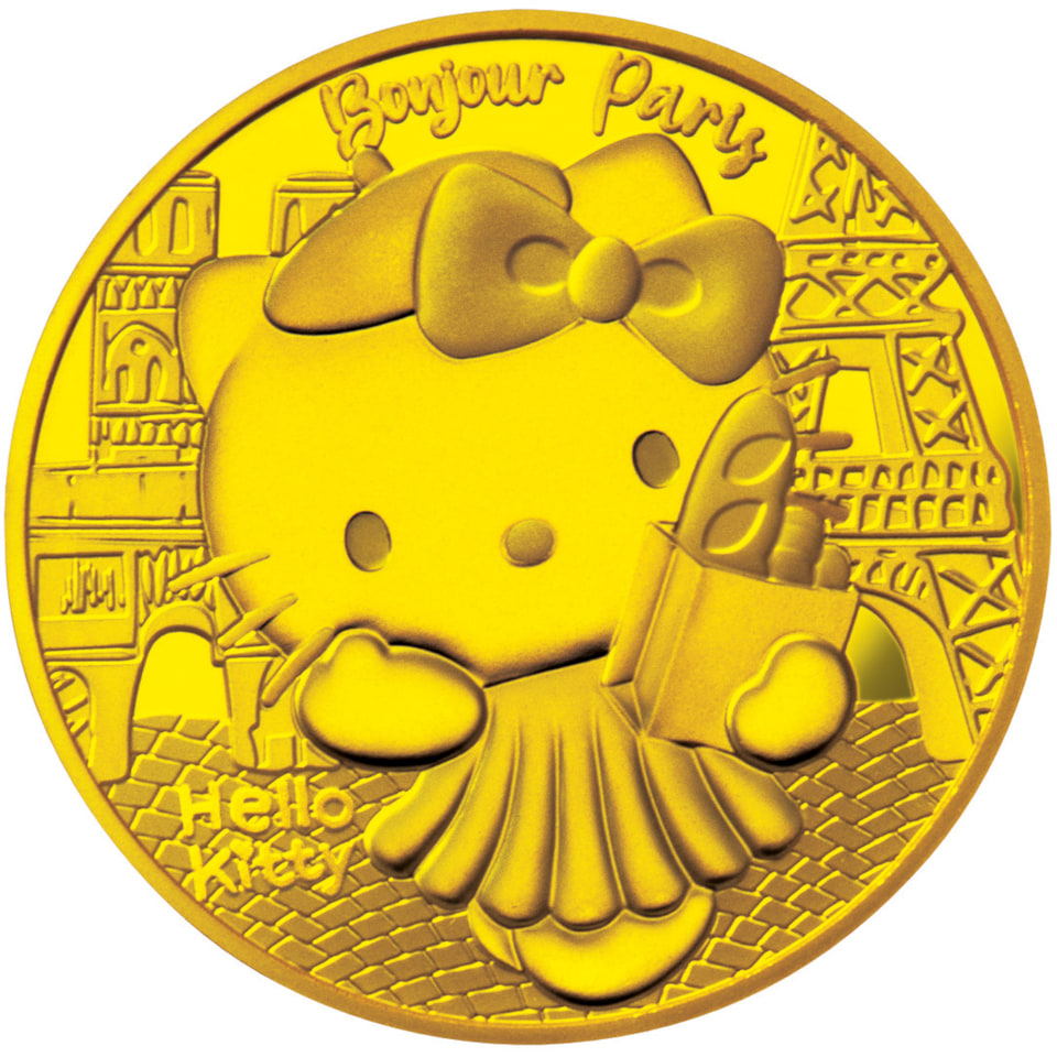 ハローキティー・パリの夢／ユーロコイン　銀貨 キティちゃん誕生50年で記念コイン 1枚88万円の200ユーロ金貨