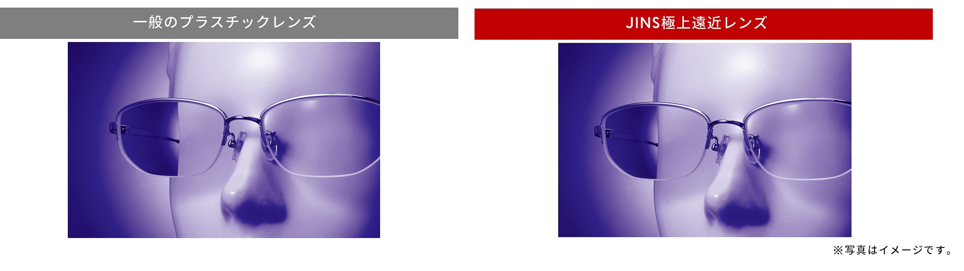 屈折率1.76でフェイスラインが凹んで見えにくい