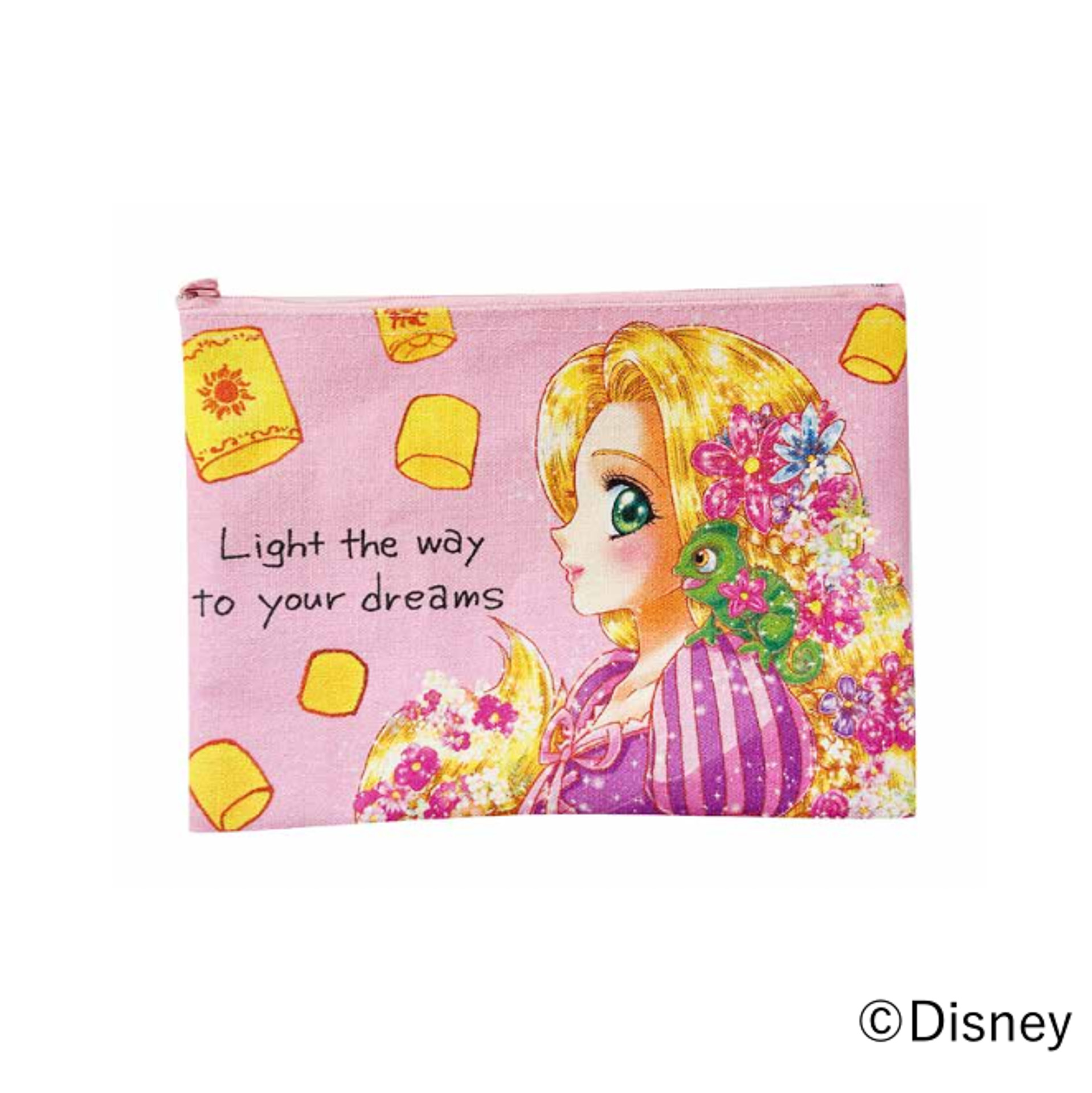 「ラプンツェル アートコレクション BY 中川翔子 ラプンツェル＆パスカル フラットポーチ」（2200円）