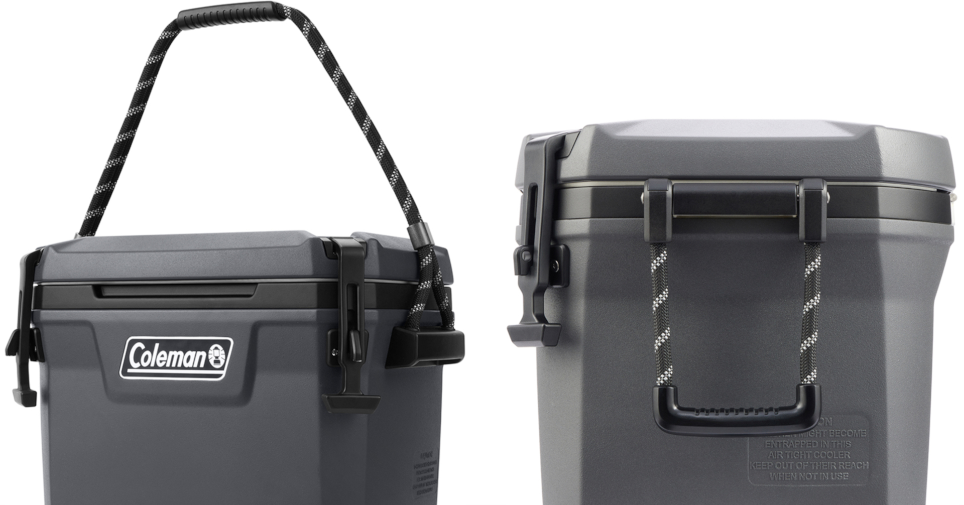 食材やドリンクを入れて重くなっても運びやすいよう、滑りにくく手のひらも痛くなりにくいグリップ付きロープストラップが備わる