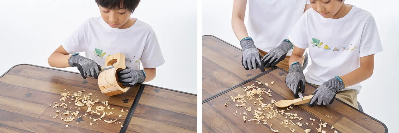 作業イメージ（ナイフ、手袋、テーブルは別売り）