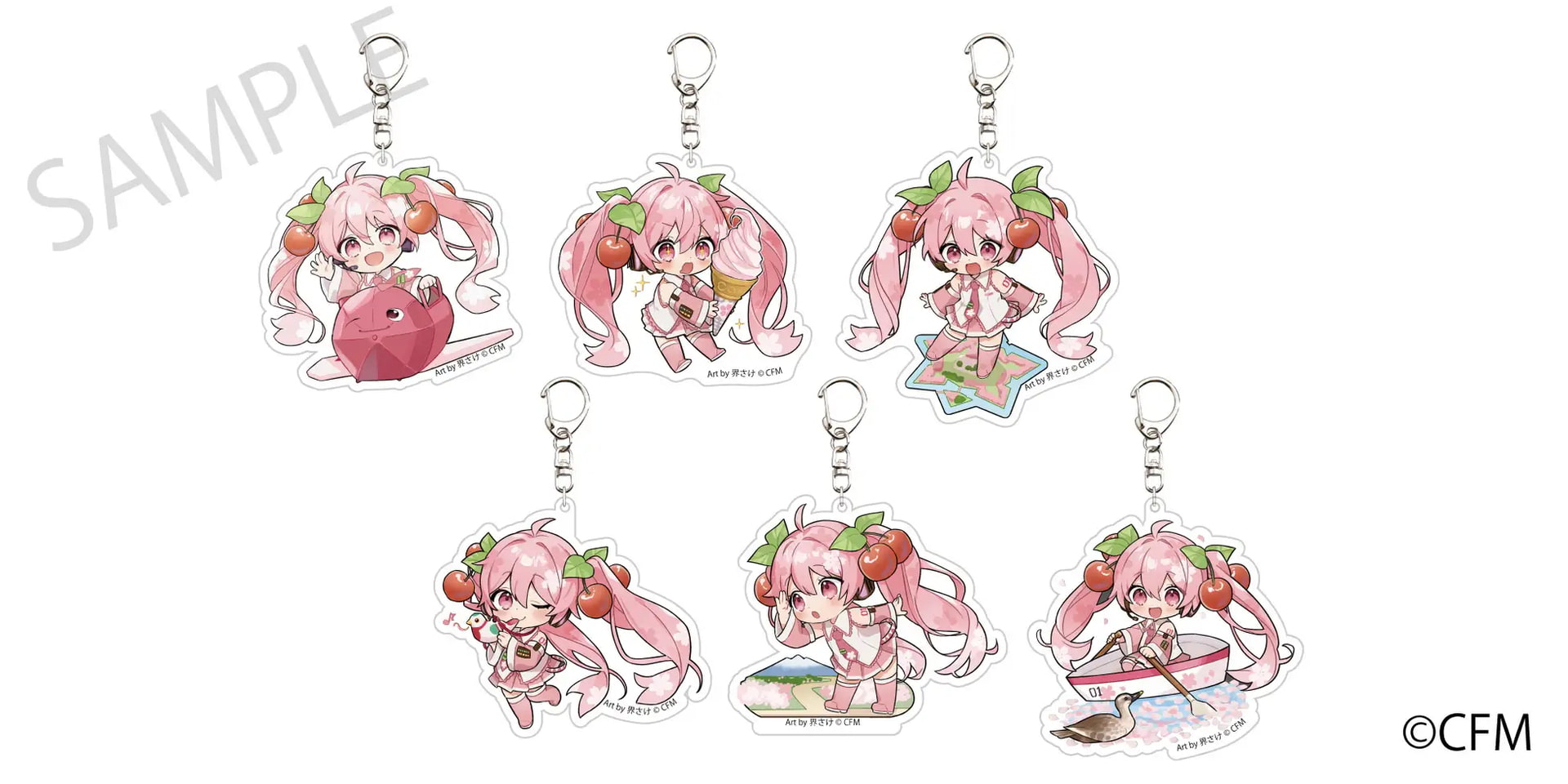 「桜ミク×ひろはこ」 ダイカットアクリルキーホルダー Art by 界さけ（全6種・各1450円）