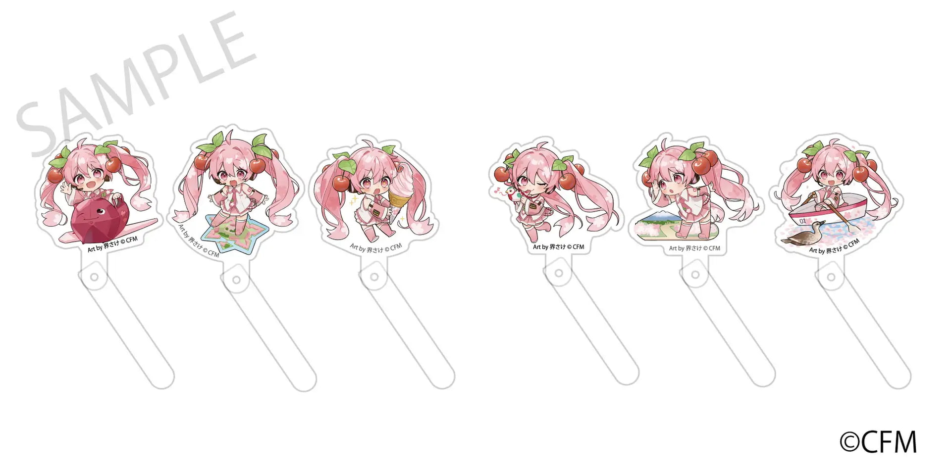 「桜ミク×ひろはこ」 アクリルプロップ＆スタンド Art by 界さけ（全6種・各1250円）