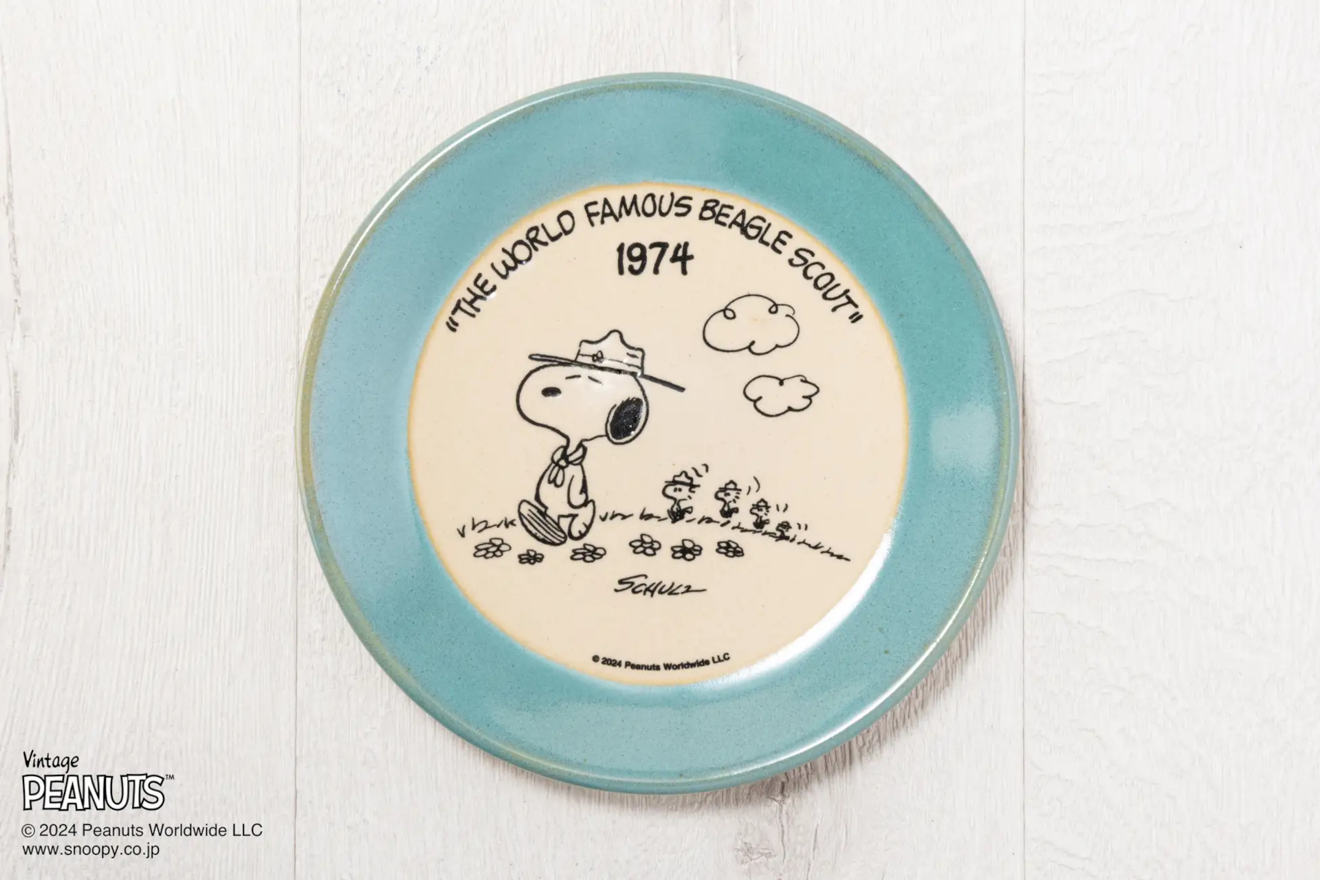 「MASHICO プレート17cm PEANUTS [Beagle Scout 1974] ライトブルー」
