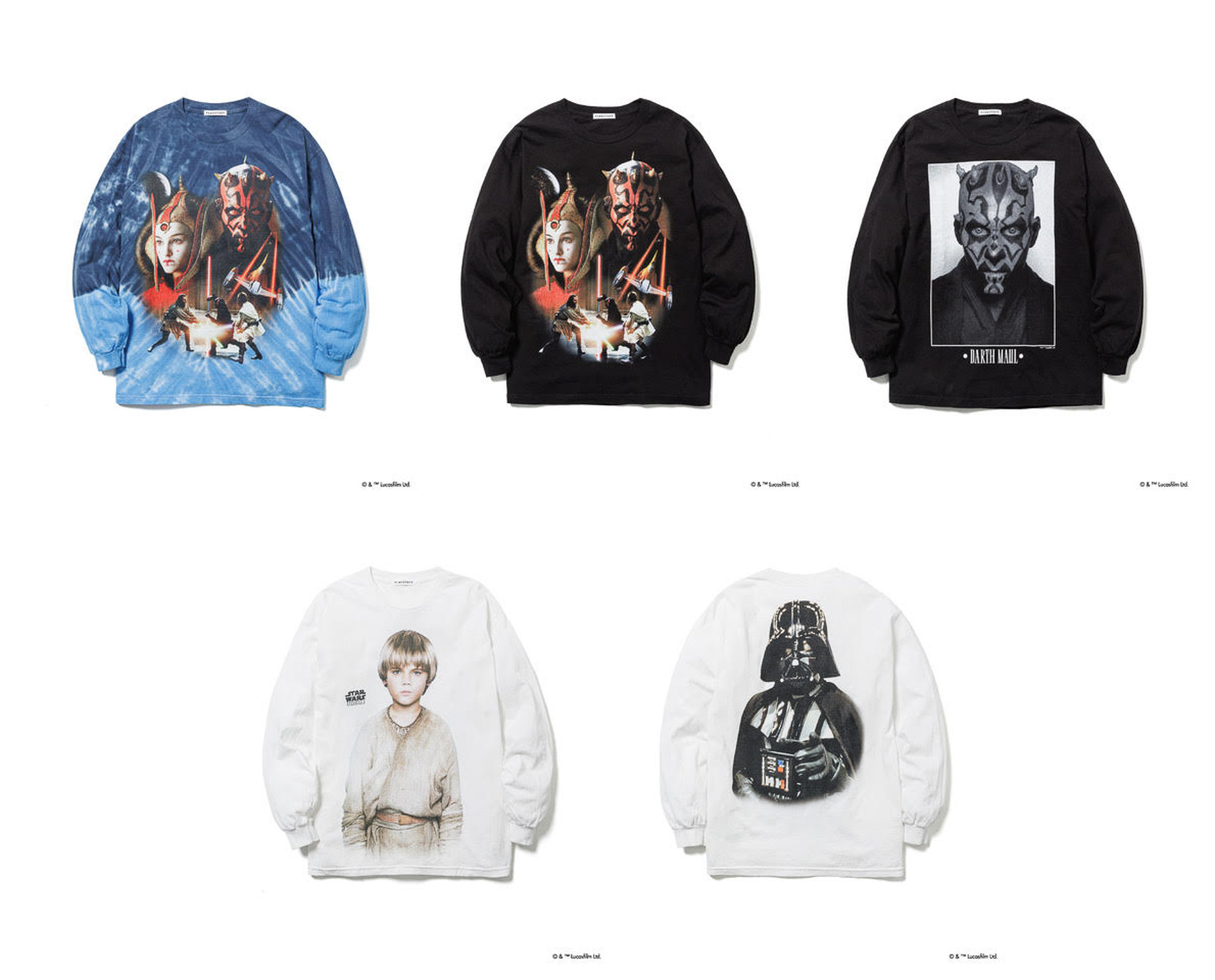 ロンTは3デザイン、アナキンとダース・ベイダーのみフロントとバッグにそれぞれプリントする