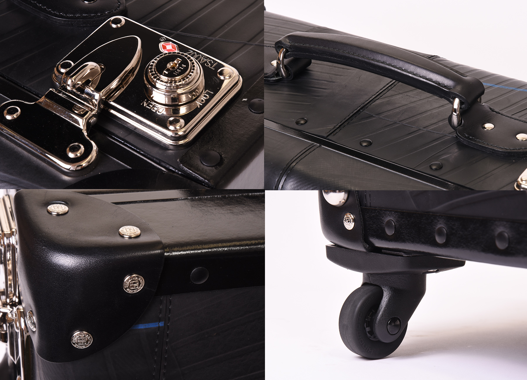 2つのTSAロックを備えており、ハンドルには本革を採用